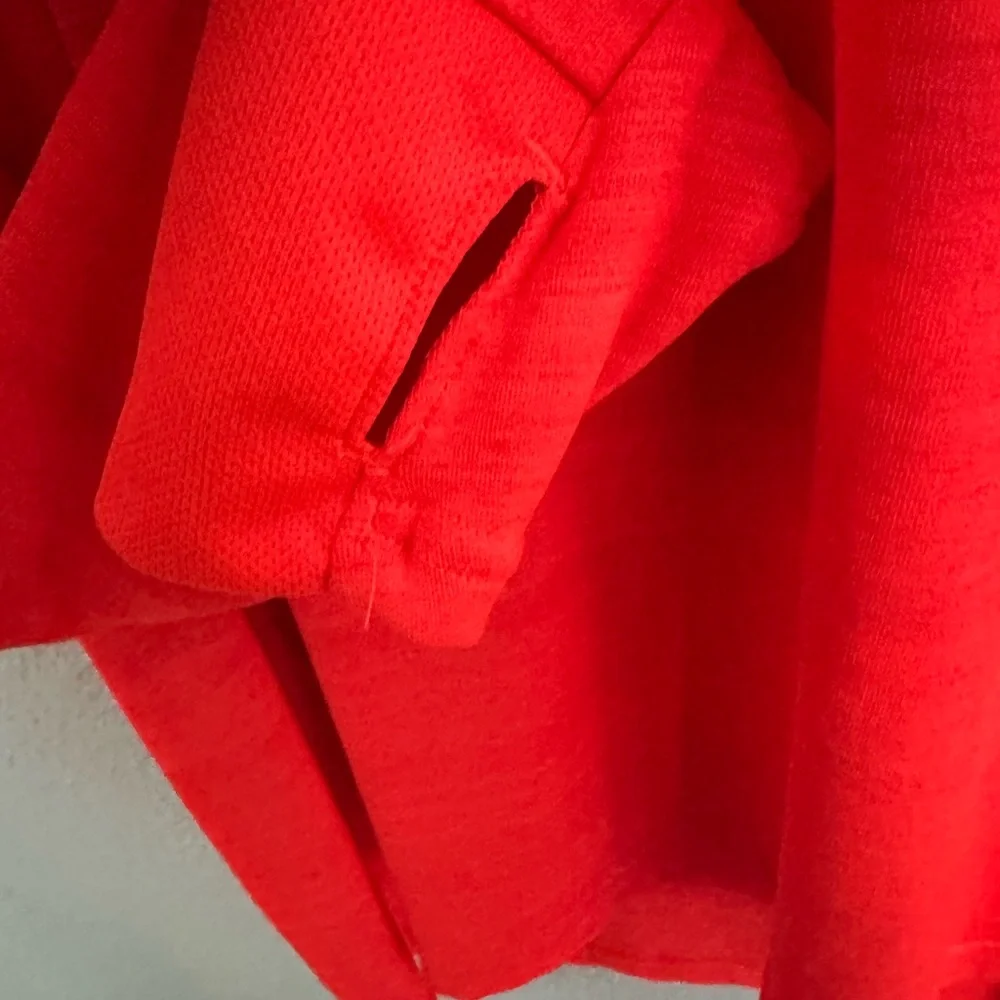 Adidas Neon Orange-Red Running Athletic Long Sleeve Climalite Shirt Size Small